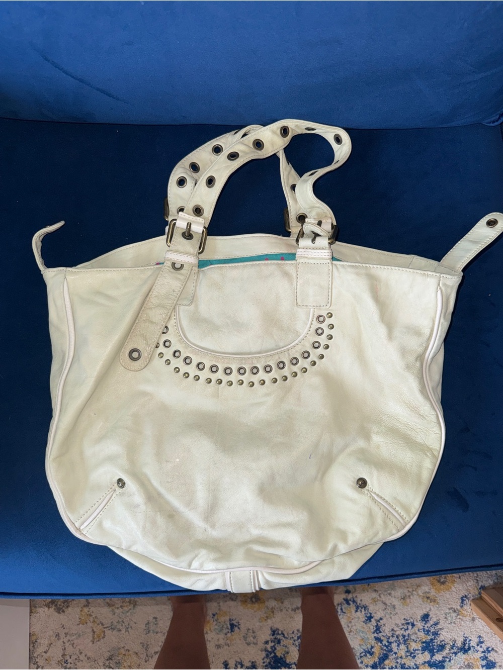 Marc Jacobs Off-White Leather Studded Tote